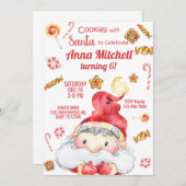 サンタガールのクリスマスの招待とクッキー。 招待状 (正面/裏面)