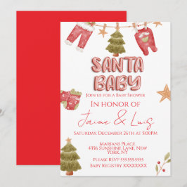 サンタガールボーイ ホリデーベイビーシャワー   招待状
