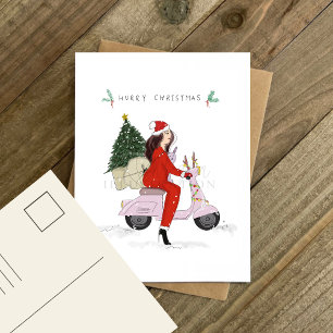 サンタガール、クリスマス。 ポストカード