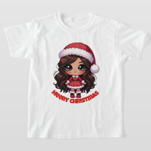 サンタガール メリークリスマス Tシャツ (レイダウン)