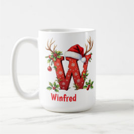 サンタガール モノグラムイニシャルW メリークリスマス コーヒーマグカップ