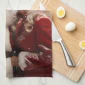 サンタキスをするクロース夫妻 キッチンタオル (四つ折り)