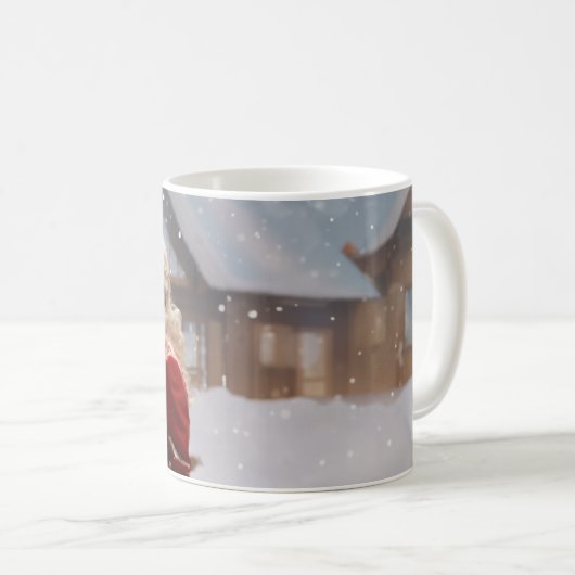 サンタキスをするクロース夫妻 コーヒーマグカップ (正面右)