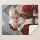 サンタキスをするクロース夫妻 シェルパブランケット (正面(横))
