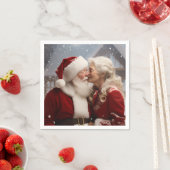 サンタキスをするクロース夫妻 スタンダードカクテルナプキン (インサイチュ)