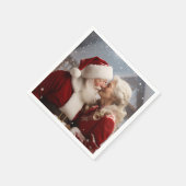 サンタキスをするクロース夫妻 スタンダードカクテルナプキン (角)