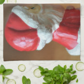 サンタキスをするス キッチンタオル (折り畳み)