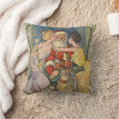 サンタキスをするヴィンテージクリスマスカード クッション (ブランケット)