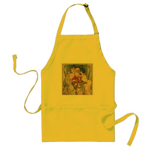 サンタキスをするヴィンテージクリスマスカード スタンダードエプロン (正面)