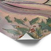 サンタキスをするヴィンテージクリスマスカード ポスター (コーナー)