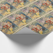 サンタキスをするヴィンテージクリスマスカード ラッピングペーパー (角)