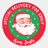 サンタキッズクリスマスクラスからの特別な配信 ラウンドシール (正面)