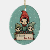 サンタキッズクリスマスパーソナライズされたからの小妖精や小人 セラミックオーナメント (右)