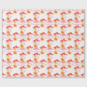 サンタキツネキャンディーケーングランドキッズクリスマス ラッピングペーパー (フラット)