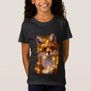 サンタキツネ恋人クリスマスライトパジャマコスチュームギ Tシャツ