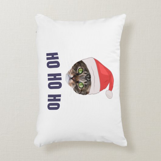 サンタキャットサンタ帽子ホホホホ招待状スクア アクセントクッション (正面(垂直))