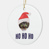 サンタキャットサンタ帽子ホホホホ招待状スクア セラミックオーナメント (左)