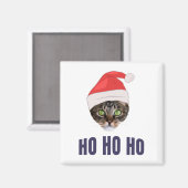 サンタキャットサンタ帽子ホホホホ招待状スクア マグネット (正面/裏面)