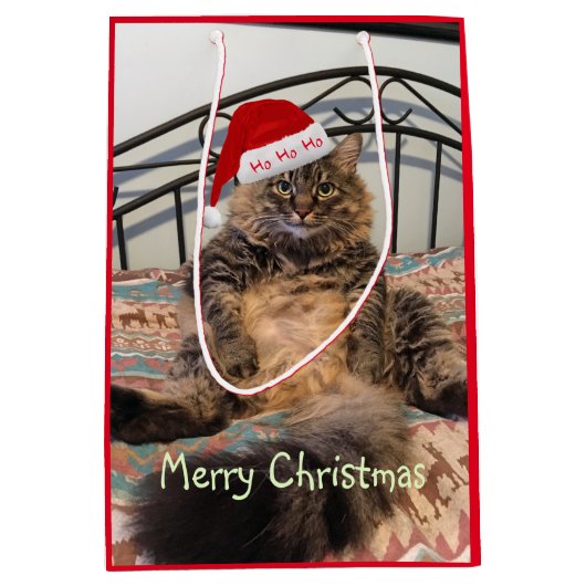 サンタキャットホホホホホホミディアム抱き枕 ミディアムペーパーバッグ (正面)