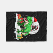 サンタキャット乗馬Tレックスクリスマスオーナーキッズファミリー フリースブランケット (正面(横))