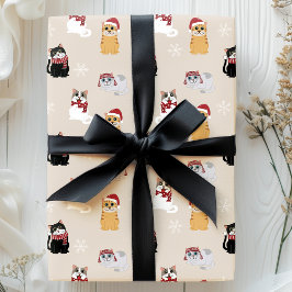 サンタキャット かわいい ペット 子猫 クリスマス 柄 ラッピングペーパー