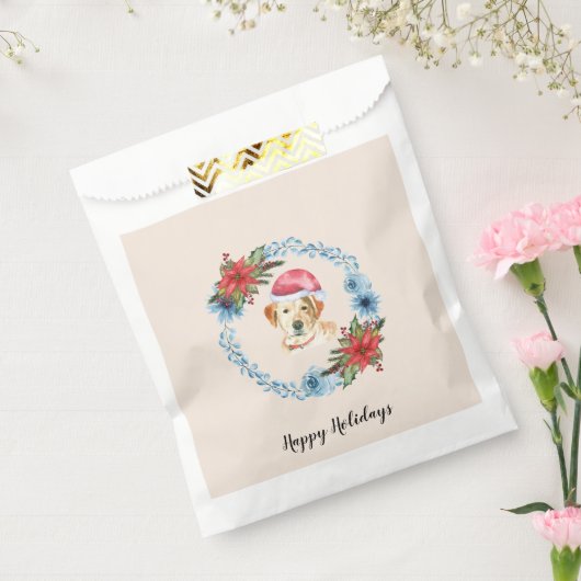 サンタキャップイエロー・ラブラドール・レトリーバーカスタマイズ可能な休日 フェイバーバッグ (封をした状態)