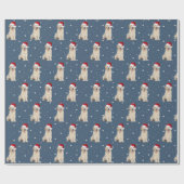 サンタキャップオンゴールデンレトリエバーパピーラッピング紙 ラッピングペーパー (フラット)