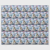 サンタキャップ付きクリスマスポーラーベア ラッピングペーパー (フラット)