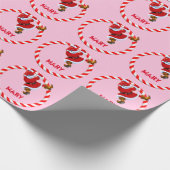 サンタキャンデパーソナライズされたィー甘しょリングや輪クリスマス ラッピングペーパー (角)