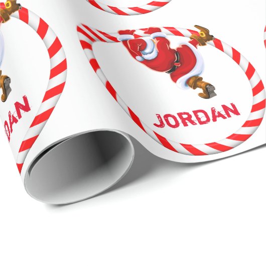 サンタキャンデパーソナライズされたィー甘しょリングや輪クリスマス ラッピングペーパー (ロールコーナー)