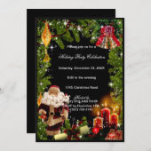 サンタキャンドルベルズクリスマスパーティの招待状 招待状 (正面/裏面)