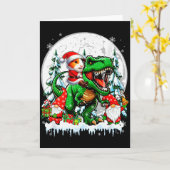 サンタギニアが乗るT-Rexノームのクリスマスツリー カード (黄色い花)