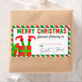 サンタギフトステッカーからのクリスマス小妖精や小人 ラベル (インサイチュ)