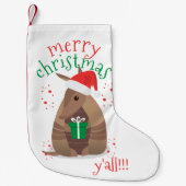 サンタギフト与えズアルマジロテキサス州 スモールクリスマスストッキング (正面)