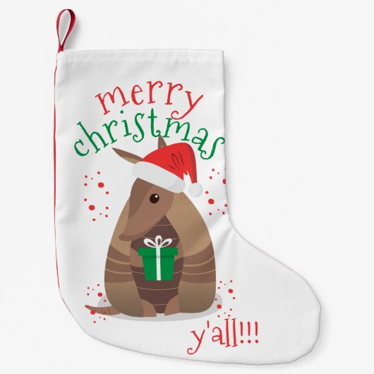 サンタギフト与えズアルマジロテキサス州 スモールクリスマスストッキング (正面)