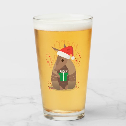 サンタギフト与えズアルマジロテキサス州 タンブラーグラス (ドリンク正面)