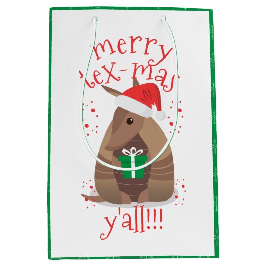 サンタギフト与えズアルマジロテキサス州 ミディアムペーパーバッグ (正面)