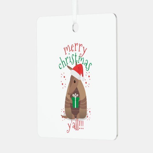 サンタギフト与えズアルマジロテキサス州 メタルオーナメント (正面左)