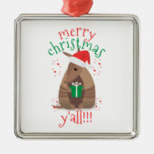 サンタギフト与えズアルマジロテキサス州 メタルオーナメント (正面)