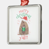 サンタギフト与えズアルマジロテキサス州 メタルオーナメント (左)