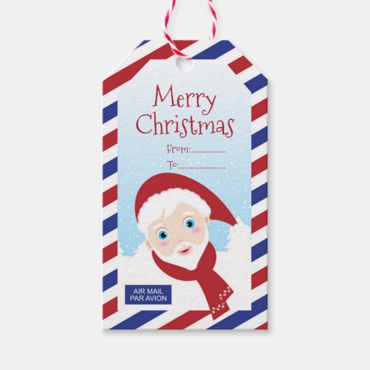 サンタギフト付きクリスマスエアメールラベル ギフトタグ (正面)