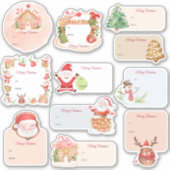 サンタギンガーブレッドハウスホリデークリスマスギフトラベル シール (正面)