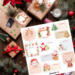 サンタギンガーブレッドハウスホリデークリスマスギフトラベル シール