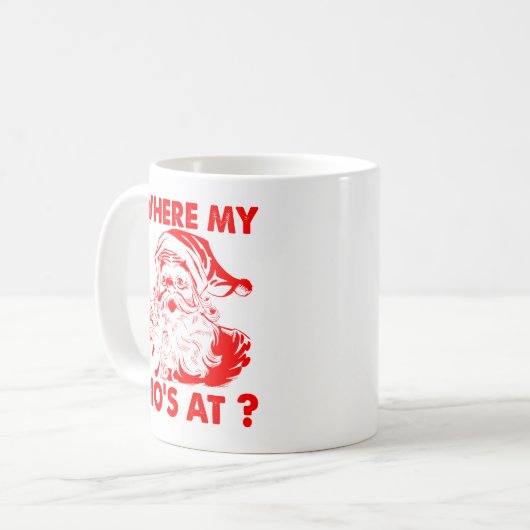 サンタクおもしろいリスマスでの私の写真 コーヒーマグカップ (正面左)