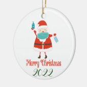 サンタクおもしろいリスマスと顔マスクとサニタイザ セラミックオーナメント (左)