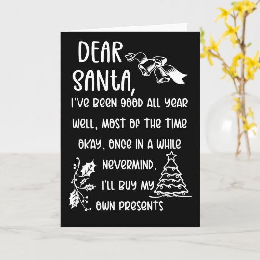 サンタクおもしろいリスマスクリスマスへの手紙 カード (黄色い花)