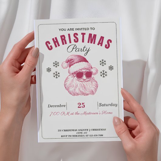 サンタクおもしろいリスマス招待状ホリデー笑い 招待状