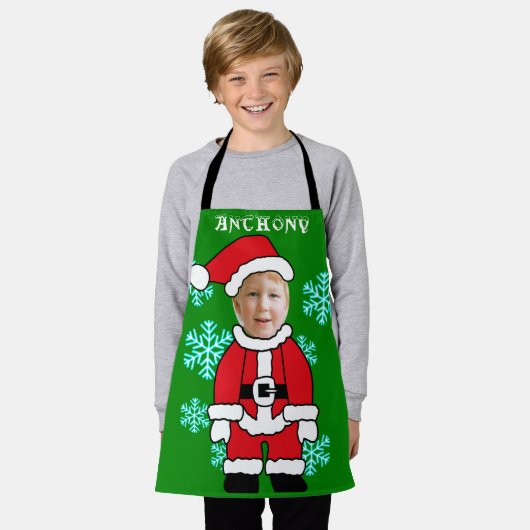 サンタクおもしろいロパーソナライズされたース顔インホール エプロン (着用した状態)