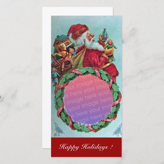 サンタクおもしろいロユーモアのあるースヴィンテージ冠 シーズンカード (正面/裏面)