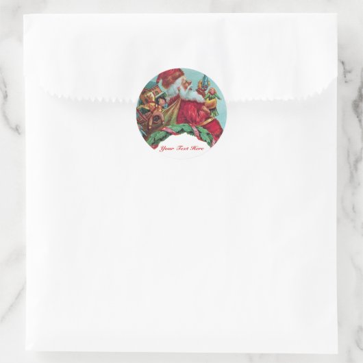 サンタクおもしろいロユーモアのあるースヴィンテージ冠 ラウンドシール (バッグ)